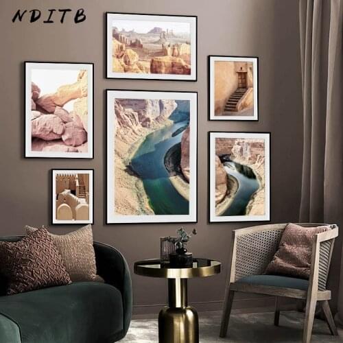 Canyon Desert River Nature Landscape Canvas Poster Wall Print Vintage Architecture Art Painting Decorative Picture Room Decor