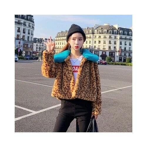 Short Women Faux Fur Leopard Rex Rabbit Fur M55