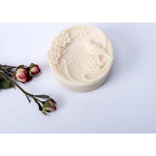 Round Shape Birds Soap Mold Flower Soap Making Mold for Cp Soap Making Tools Food Grade Cake Molds Resin Plaster Crafts Mould