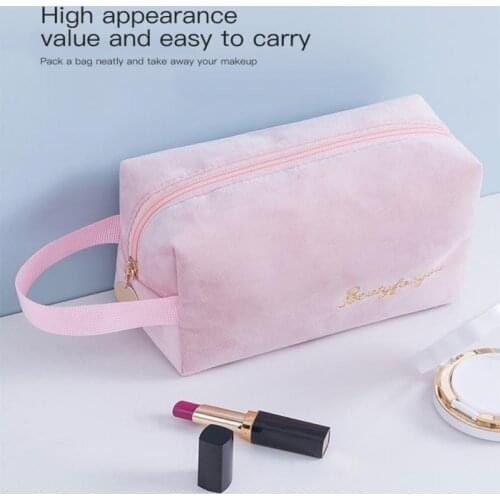 Multifunctional Flannel Cosmetic Storage Bag Portable Flannel Female Clutch Large Capacity Lipstick Bag Nordic Style Makeup Tool
