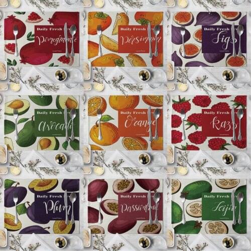 Fashion Print Rectangle Cotton Linen Western Style Table Pad Cut Mats Placemat for Dinner Kitchen Table 40x30cm