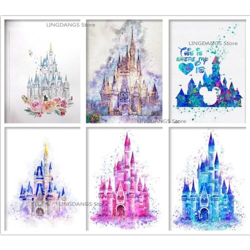 Disney Castle Colorful Scenery 5d Diy Diamond Painting Cartoon Poster Diamond Mosaic Embroidery Cross Stitch Kit Home Decor Gift