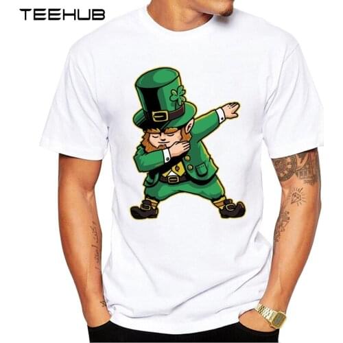 TEEHUB New Arrival Funny Leprechaun Dabbing St Patricks Day Printed T-Shirt Casual Design T Shirt Hipster Cool Tops