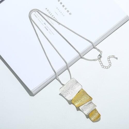 New Geometry Long Necklaces Square Cute Pendants Women Wedding Party Fine Fashion Jewelry