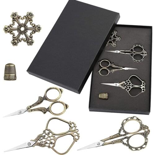 KAOBUY 3 Pairs Embroidery Scissors Retro Scissor Stainless Steel Quality Suitable for Professional Tailor Sewing and Quilting