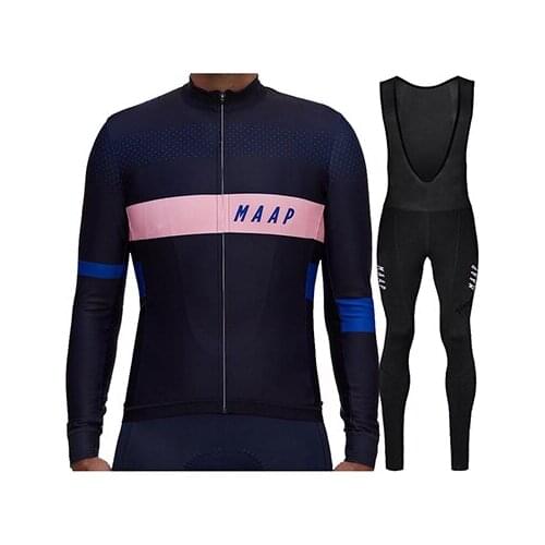 MAAP Autumn Long Sleeve Cycling Jersey Set Bib Gel Pants Suit Ropa Ciclismo Bicycle Wear MTB Bike Jersey Mens Cycling Kit