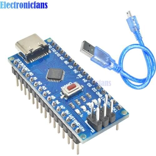 CH340 Nano V3.0 ATMEGA328P-MU ATMEGA328 Microcontroller Module Development Board Type-C Adapter with Cable for Arduino