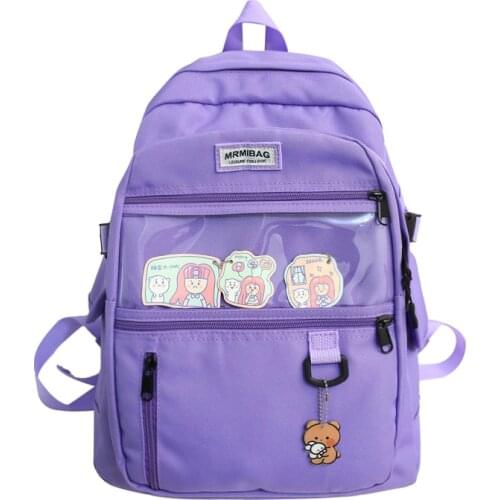 Casual Travel Backpack Bookbag Oxford Waterproof Women Backpack College Style Pure Color Schoolbag for Teenage Girls Cute