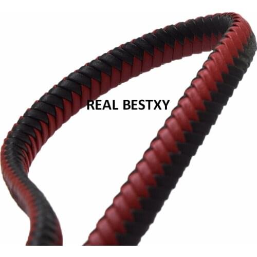 2m/lot approx:12*6MM Black Red Flat Leather Cord Fashion Jewelry Findings Black Leathers DIY Leather Product Bracelet Necklace