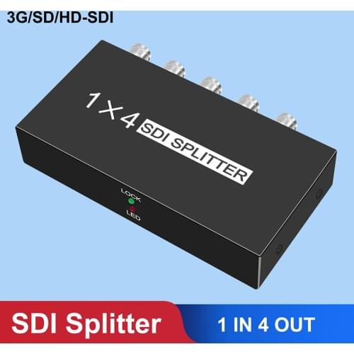 SDI Splitter 1X4 SDI Distribution Video Converter 4 Port Support SD/HD/3G-SDI 1080P for Camera Projector Monitor DVR SDI System
