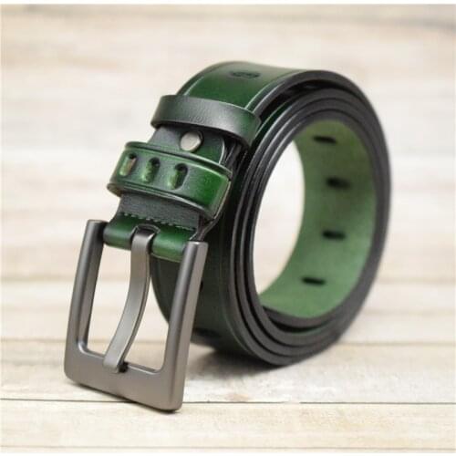 Belt Male Cow Leather Belts Cummerbunds Black/blue/green/coffee Designer Belt With Alloy Buckle Men Belt 100-130CM By Factory