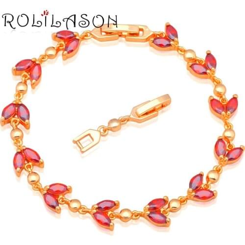 ROLILASON elegant plants design red golden Amazing charm bracelets dinner party Fashion jewelry TB834