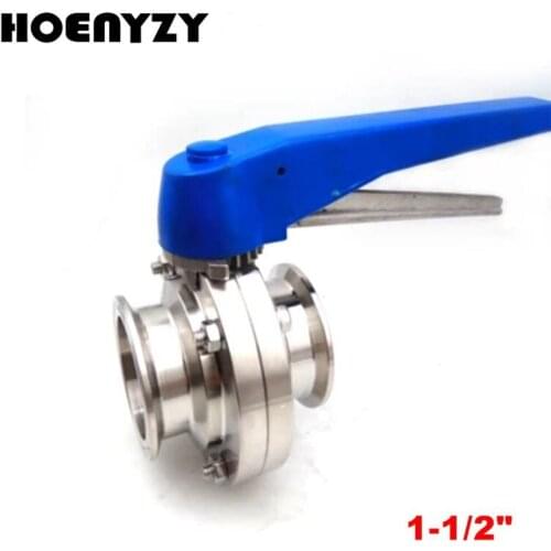 1-1/2" Pipe OD 38mm Sanitary Butterfly Valve SS304 Ferrule OD 50.5mm Fit 1.5" Tri Clamp Squeeze Trigger Handle