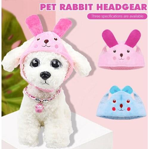 Pet Dog Bunny Ear Costume Hat Small Pet Cat Kitten Cap Cute Cartoon Fleece Headgear Adjustable Rabbit Headgear Hat Pet Products