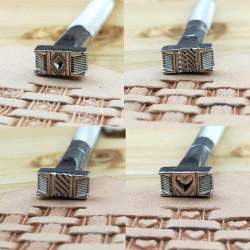 Leather Embossing Tools Stamping Leathercraft Punch Carving Working Logo Heart Flower Weave Pattern Alloy 13mm*6mm