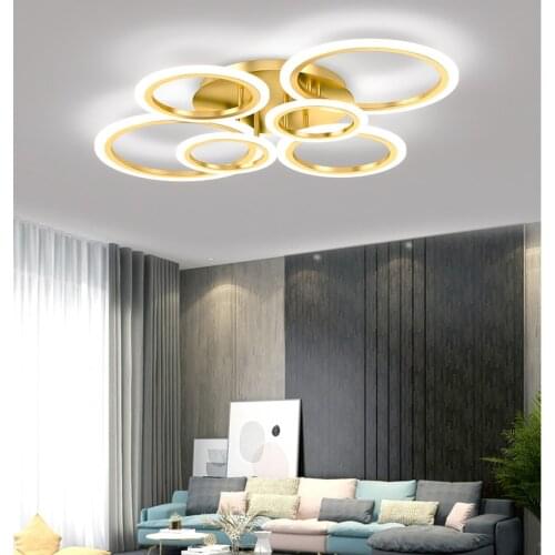 Modern Luxury Gold Lighting Round Loop Golden Bedroom Restaurant LED Lamps Living Room Dining Room Bedroon Ceiling Lamps D112
