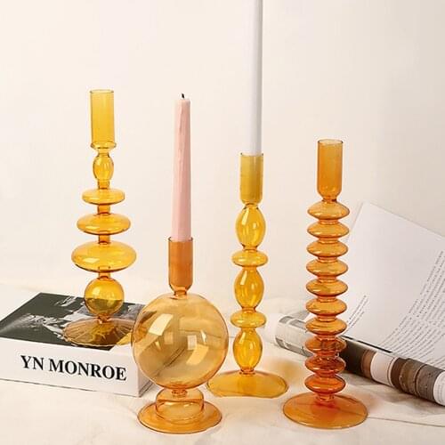Nordic Glass candle holders romantic Dinner home decoration candlestick for birthday wending candle holder wax portavelas decor