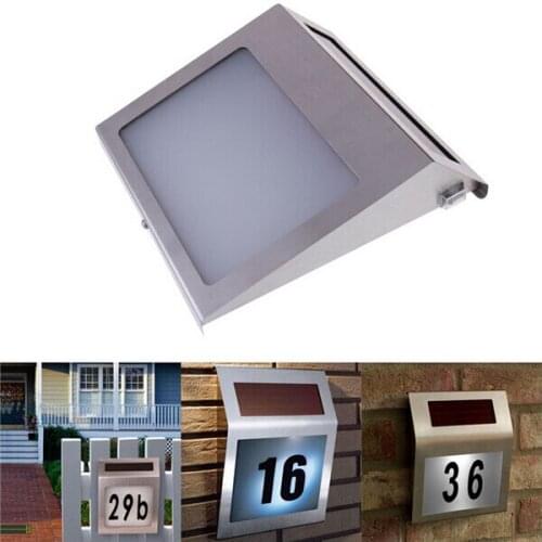 Led Solar Light Garden Outdoor Stainless Solar Powered 3LED Illumination Doorplate Wall Lamp House Number Outdoor Lighting