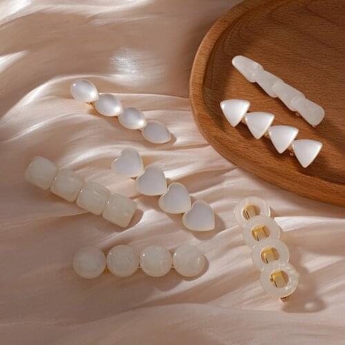 Imitation Opal Geometric Heart Hairpins Hair Clips for Women Fashion Trendy Barrettes Headwear Japanese Hair Accessories Jewelry