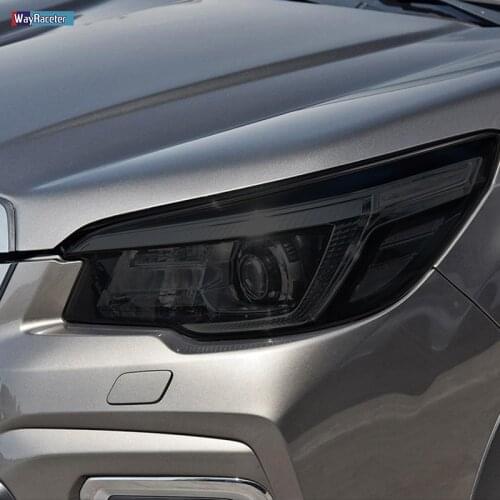 2 Pcs Car Headlight Protective Film Headlamp Restoration Transparent Black TPU Sticker For Subaru Forester 2019 2020 Accessories