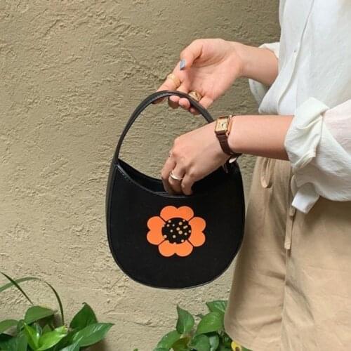 Fashion Flora Ladies Hobos Shoulder Bag Retro Design Cute Girly Flower Purse Handbags PU Leather Women Half Moon Messenger Bag