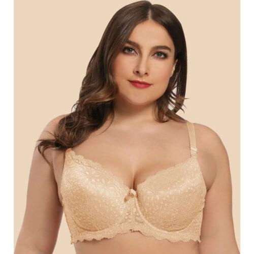 Women Thin Pad Lace Bra Sexy Plus Size Underwire Push Up Gather Brassiere Underwear Black Pink Brasier Mujer Female Lingerie C D