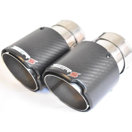 1PC New Design Car Modification Accessories Exhaust Pipe Setrs Logo Twill Matt Fiber Carbon Stainless Steel Muffler Pipe