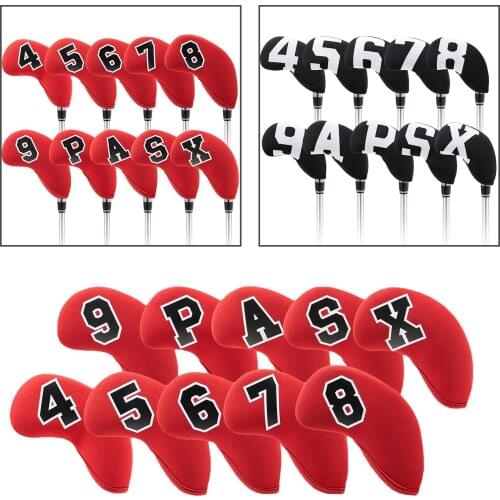 10Pcs Golf Iron Head Covers Golf Iron Headcover Head Cover Wedges Printed Number Golfer Protect