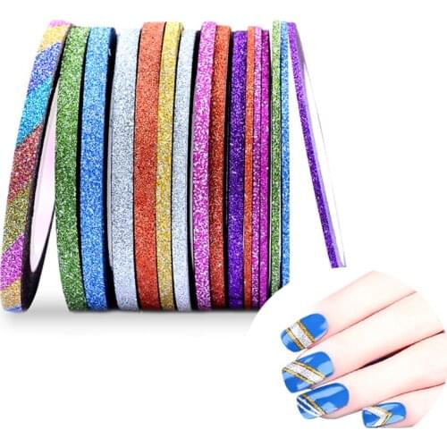 10pcs Matte Glitter Nail Striping Tape Line Multi Color Nail Styling Tool Sticker Decal DIY Nail Art Decorations