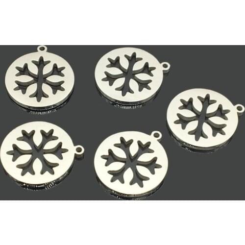 10pcs Snow Stainless Steel Pendant New One Hole Stainless Steel Snow Charm for DIY Jewelry Making