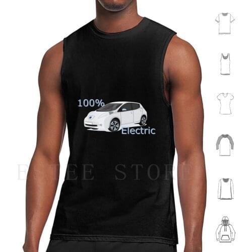 100% Electric Nissan Leaf ( White ) Tank Tops Vest Sleeveless Nissan Leaf Nissan Leaf White Electric Ev Vehicle Tesla