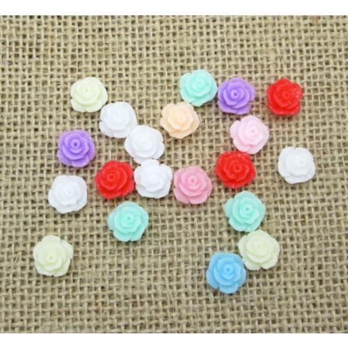 100Pcs Mixed Shiny Rose Flower Resin Decoration Crafts Beads Flatback Cabochon Scrapbook DIY Embellishments Accessories Buttons