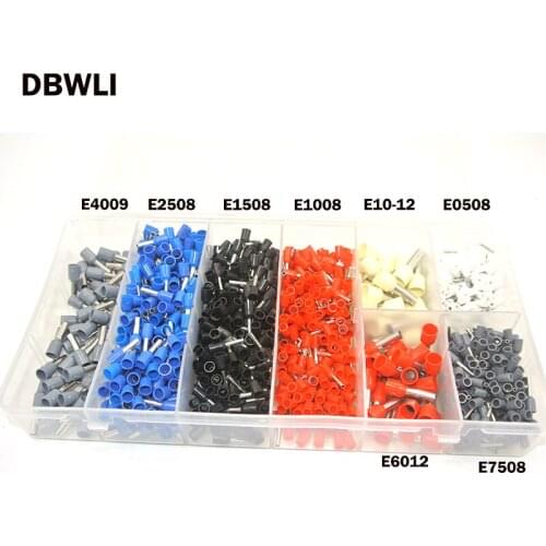 1200PCS E0508 E1008 E1508 E2508 E4009 E6012 E10-12 Ferrules Terminal Block Cord End Wire Connector Electrical Crimp Terminator