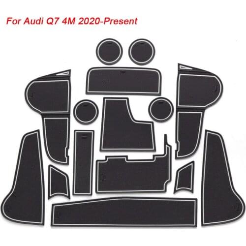 15pcs Car Styling For Audi Q7 4M 2020-Present Latex Gate slot pad Interior Door Groove Mat Non-slip dust Mat Accessory