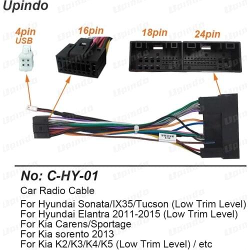 16pin Car Radio Cable for Hyundai Sonata IX35 Tucson Elantra for KIA Carens Sportage Sorento K2 K3 K4 K5 Power Wiring Harness