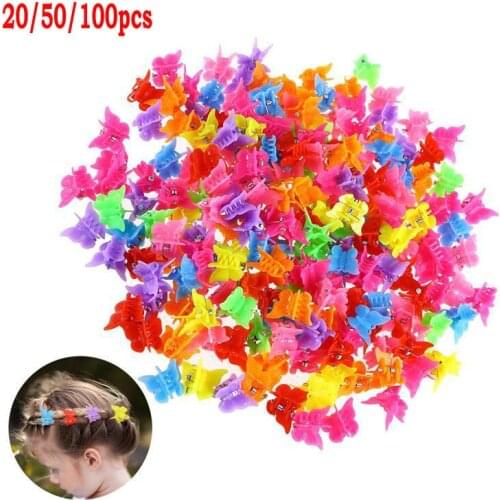 20/50/100pcs Butterfly Hair Clips Mixed Color Mini Hair Claws Barrettes Clamps Jaw Headwear Hair Styling Accessories