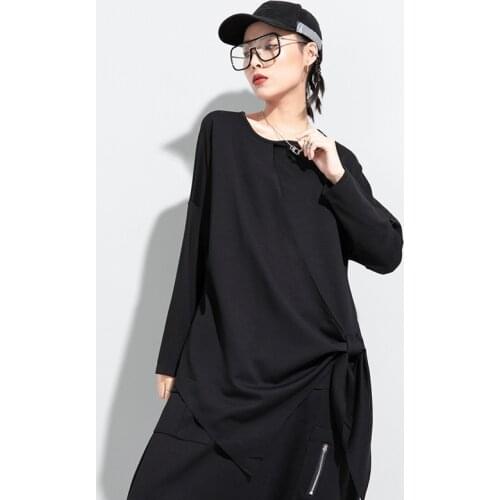 2021 autumn three-dimensional cutting irregular T-shirt street fashion brand bow thin Fashion Top
