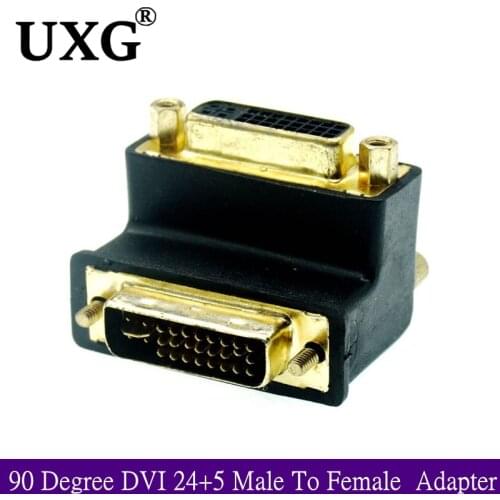 90 Degree Right Angled DVI 24+5 D dvi-d Digital Dual Link Male To Female Extension Adapter for HDTV LCD Monitor