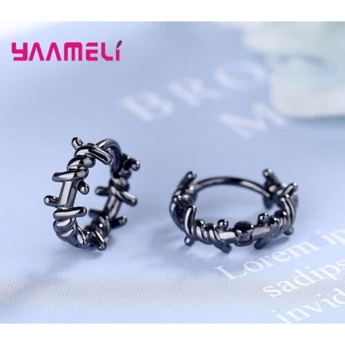 Gothic Jewelry 925 Sterling Silver Black Earrings For Women Girls 2020 Trend Valentines Day Gift Wholesale