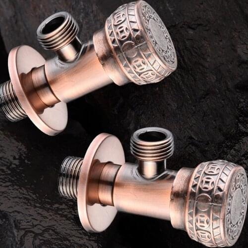 Antique Brass Triangle Valve 1/2*1/2 Control Faucet Stop Water Valve Bathroom Leak Proof Tap Angle valves Household Accessories