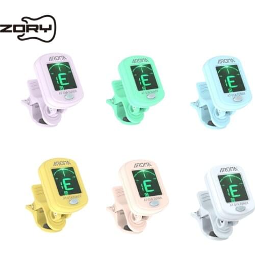 AROMA Colorful AT-01A Guitar Tuner Rotatable Clip-on Tuner LCD Display for Acoustic Guitar Bass Ukulele Guitar Accessories