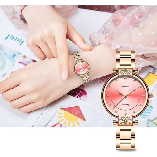 2021 New Luxury Women Watches Beautiful Gift Wristwatch for Valentines Day Rose Gold Diamond Dial Female Clock Relogio Feminino
