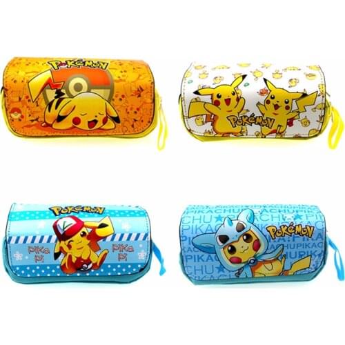Pokemon Pikachu Pencil Case Boys and Girls Students Stationery Double Pencil Bags Pouch Zipper Boutique School Supplies Gifts