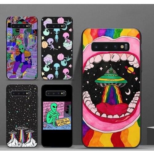 Aesthetics Cartoon alien space Phone Case For Samsung galaxy S 7 8 9 10 20 edge A 6 10 20 30 50 51 70 note 10 plus