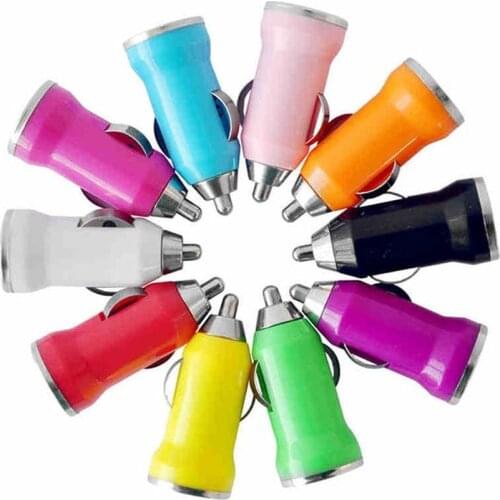 Cheap Bullet style Colorful Mini USB Car Charger For IPhone 6 5 5s 4 4G 3G IPod ITouch HTC Samsung mobile phone chargers 100pcs