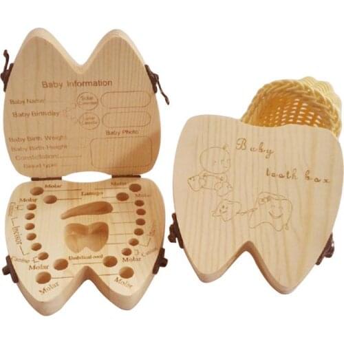 Baby Deciduous Teeth Souvenir Box Baby Boy Girl Fallen Tooth Box Storage Natural Wood Case Save Milk Teeth Collection Holder