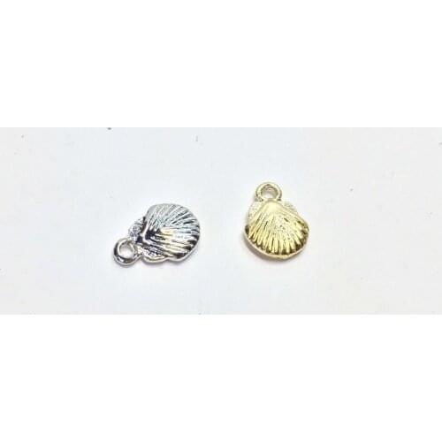 Eruifa Hot Wholesales 3D 8*12mm Sea Shell 20pcs/bag Zinc alloy DIY Charms Pendant Jewelry handmade DIY gold 2 Colors