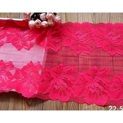 Hot !!! 1 Meter Roseo Lace Fabric DIY Accessories Elastic Lace Trim for Garment Accessories 22.5cm Width
