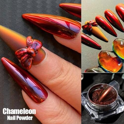 Chameleon Nail Glitter Mirror Auroras Effect Laser Dip Powder Nail Art Chrome Pigment Design Decoration
