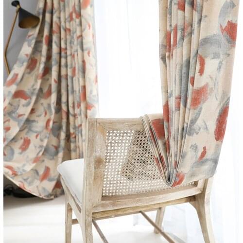 Chinese Curtains for Living Dining Room Bedroom Modern Thick Cotton and Linen Ink Painting Series Printed Curtains Customization